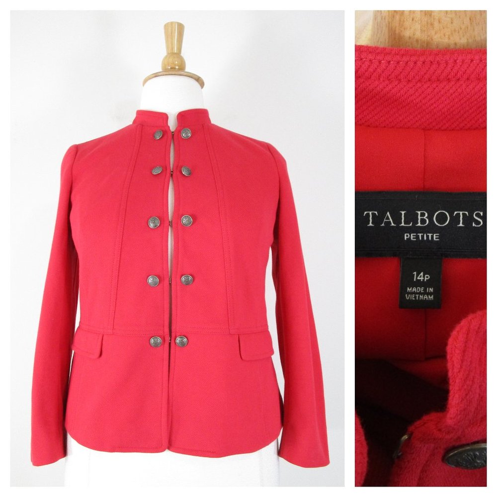 New Talbots Plus Size Petite Solid Red Military B… - image 1